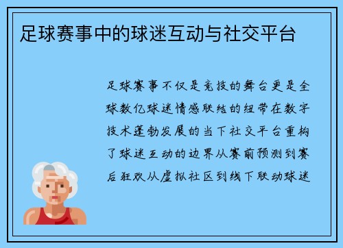 足球赛事中的球迷互动与社交平台